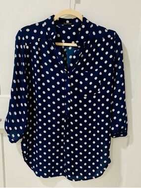 Depri - Navy Polka Dot Women's Blouse
